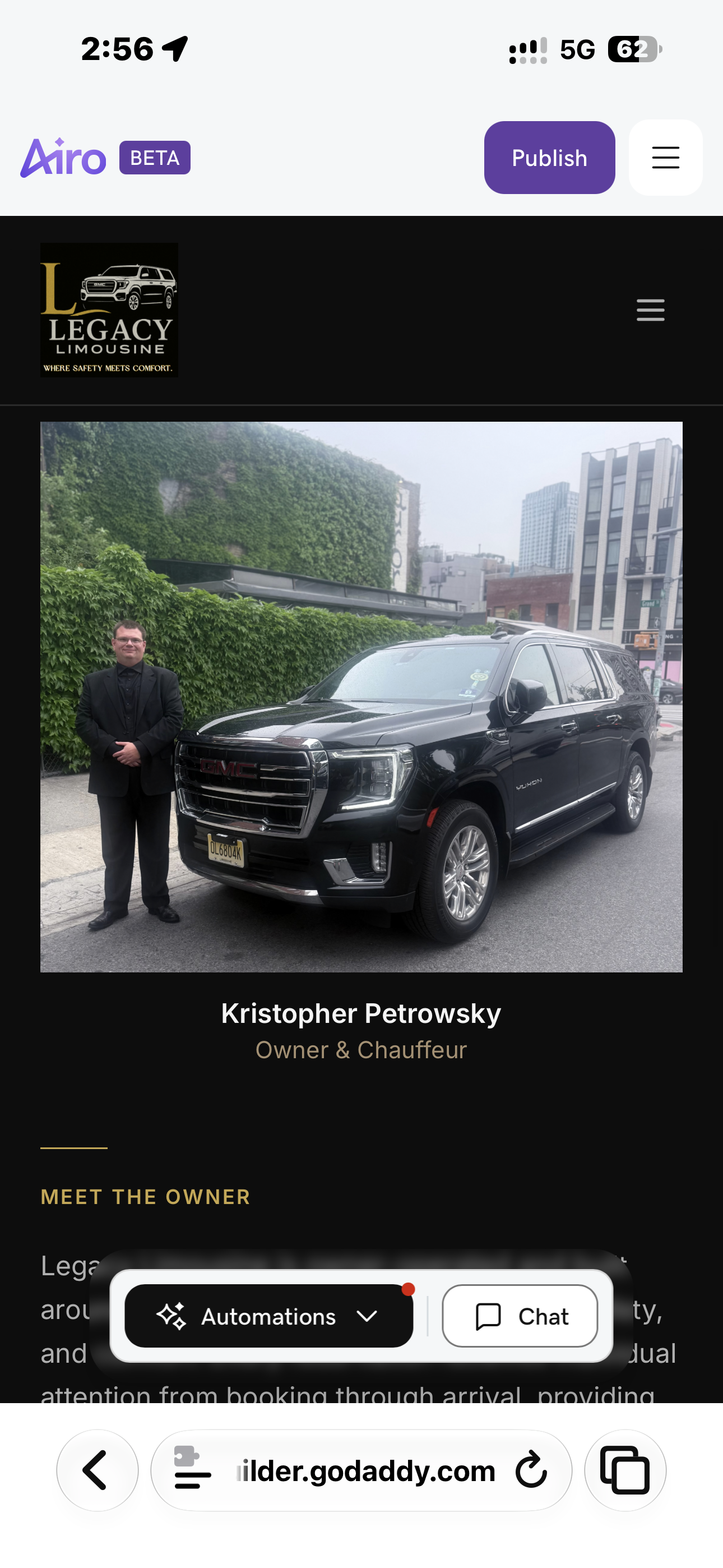 Professional Legacy Limousine chauffeur opening door for passenger — private car service New Jersey